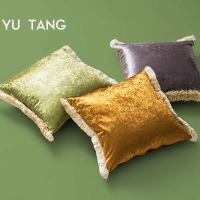 China Home Decoration Monica Series Crushed Velvet Tassel Cushions Cushion Cover Pillow Luxury Home Decorative Decoration for sale