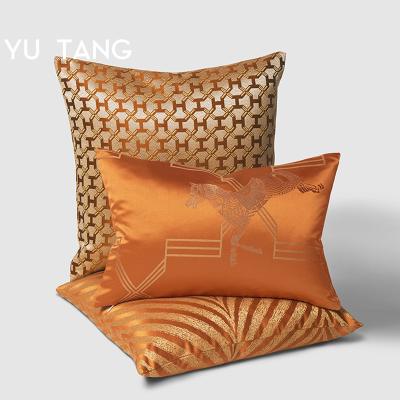 China PORTABLE Gold Silkvein Series Tile Blankets Orange Cushion Covers Custom Home Decoration for sale