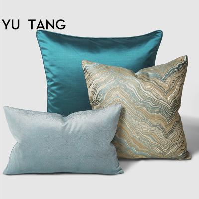 China Home Decor Gold Silkvein Series Blue Tile Covers Decorative Cushion Covers Custom Home Decoration for sale