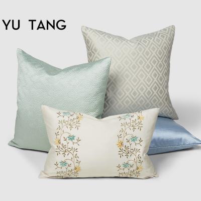 China Home Decor Silkvein Series Light Blue Tile Covers Decorative Cushion Covers Custom Home Decoration for sale