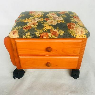 China Classic wooden stool with two drawers / classic footstool / stool with a side magazine rack for sale