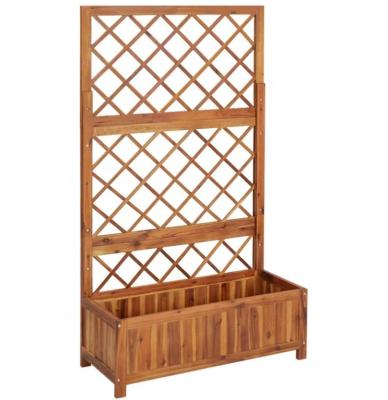 China SenGong CLASSIC Solid Wood Fir Garden Bed Planter Boxwith Lattice Trellis Panel for sale