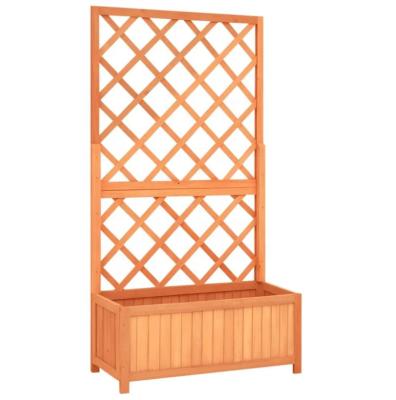 China SenGong CLASSIC Wooden Lattice Planter Plant Box With Lattice Brown Color for sale