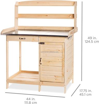 China Modern Popular Outdoor Garden Furniture Wooden Potting Bench Garden Potting Table With Box for sale