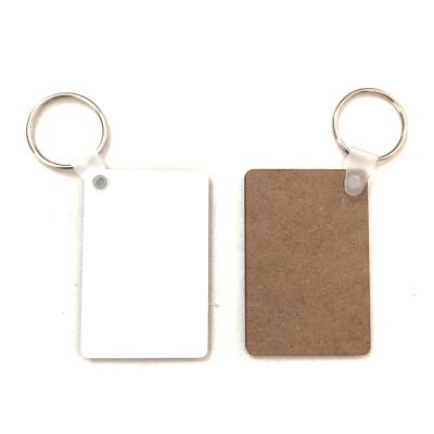 China Blank Sublimation Print Sublimation MDF Key Chain Rectangle Shape Singel Or Both Side Blank for sale