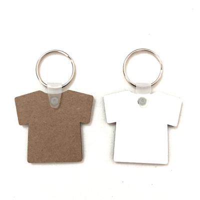 China Factory Price 3mm Fast Shipping MDF T-shirt Shape Sublimation Wooden Key Chain for sale