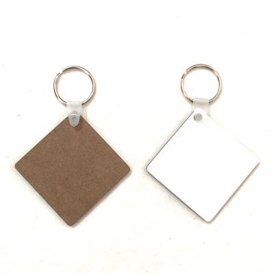 China Popular Fast Shipping Wooden Promotional Gift Customized Sublimation Blank MDF Key Chain With Low Price for sale