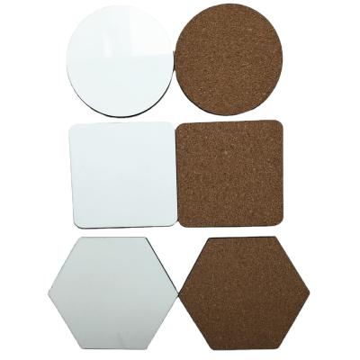 China Printable Sublimation Masks Coaster With Cork Backed Three Shapes Round Square Hexagon for sale