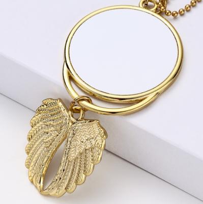 China Sublimation Car Charms Car Double Sided Hanger Wings Ornament Sublimation White Angel Hanging Memorial Ornament for sale