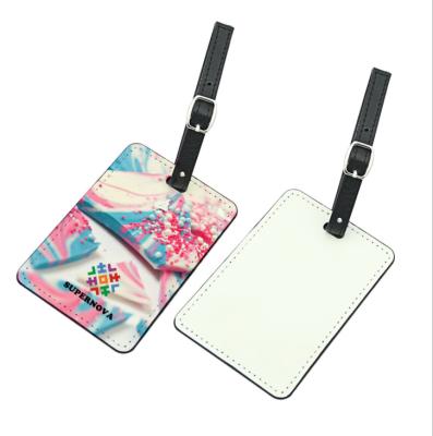 China PU Luggage Tag Blank Single Side Sublimation Wooden Fast Shipping Printable PU Luggage Tag for sale