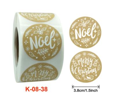 China Sticker Decorative Craft Paper Stickers Roll Printed 1.5 Inch 500pcs Thank You Sticker Christmas K-08-38 for sale