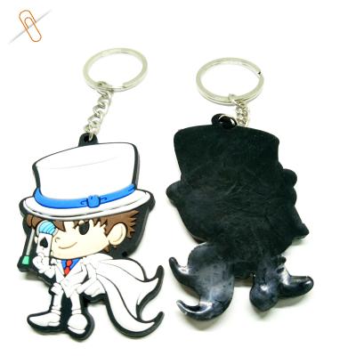 China Custom 2d Anime PVC Rubber Cartoon Promotional Chinese Goods Rubber Key Chain Key Indicator for sale