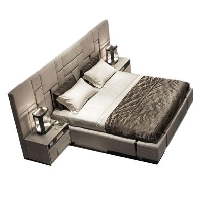 China King Size Luxury Bed Luxury Italian Leather Exclusive Bed Modern Bed Bedroom Furniture for sale