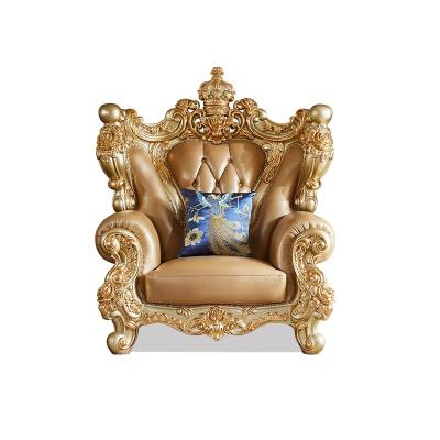 China Carving Factory Antique European Sofa Set Genuine Leather Solid Custom Oak Wood Luxury Carving Sofa Living Room Furniture for sale