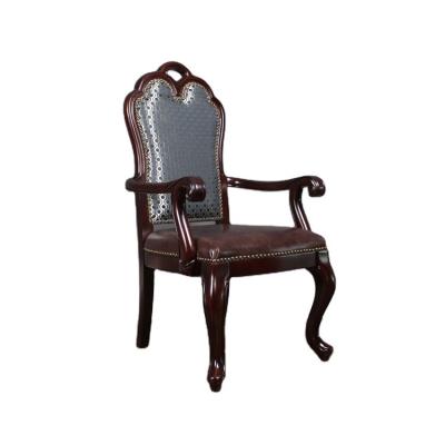 China Other Good Quality Solid Wood Carve American Leather Fabric Dining Chairs Luxury Dining Room Furniture for sale