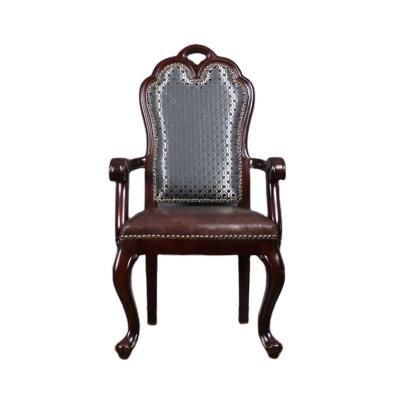 China Other Good Quality Dining Chair Solid Wood Carve American Leather Fabric Dining Chairs Luxury for sale