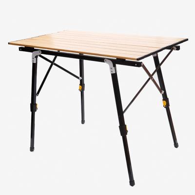 China Modern Outdoor Folding Aluminum Alloy Lift Table Portable Wood Simple Camping Table for sale