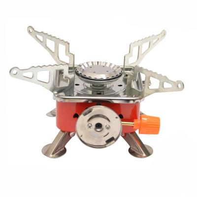 China Mini Outdoor Folding Metal Camping Stove Gas Stove Windproof Portable Ultralight Portable Oven Backpacking Rise for sale