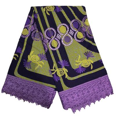 China 2022 Breathable African Wax Lace Guipure Lace And Wax Print Fabric Embroidered Fabrics For Women Dress 6 Yards for sale