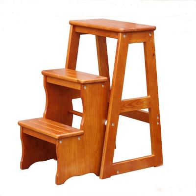 China Household Step Ladder Foldable Solid Wood Multifunctional Wooden Chair for sale