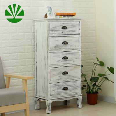 China Vintage Hot Selling 5 Drawer 5 Drawer Slim Paulownia Wooden Storage Cabinet Large Handmade for sale