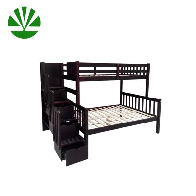 China WJZ-B84 Contemporary Solid Wood Triple Bunk Bed With Drawers Stairs for sale