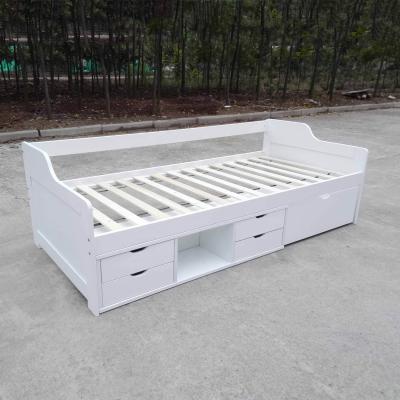 China Bed Frame With Pull Out Caster Bedroom Furniture Solid Wood Day Bed Cabin With Pull Out Drawers For Dorm Room for sale