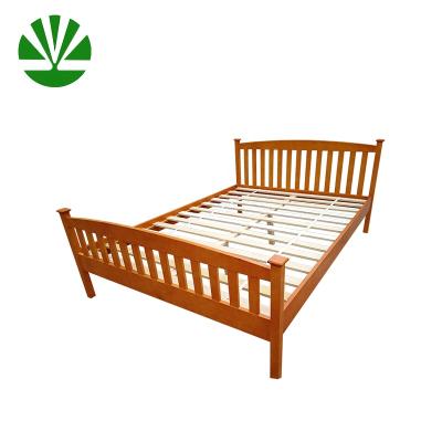 China Contemporary Safety Timber Double Bed Creative Brown Wooden Solid Frame for sale