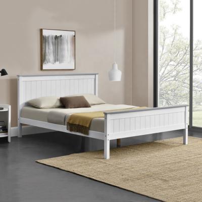 China With Slats Scandinavian Style White + Gray Wood Single / Queen Bed Bedroom Furniture for sale