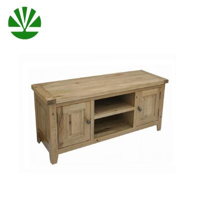 China Antique Rustic Design Distressed Living Room Wood TV Stand Wood Effect Pre-Assembled Oak for sale