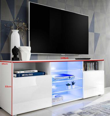 China Warterproof Modern Wood Living Room Media Latest Function LED MDF Design TV High Glossy Entertainment Unit for sale