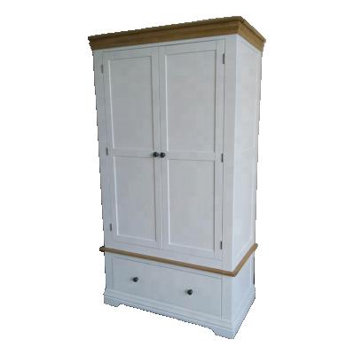 China W-TY001 Solid Wood Solid Wood White And Oak Double Door Wardrobe for sale