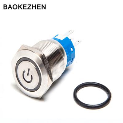 China 8mm 12mm 16mm 19mm 22mm 25mm LED Momentary Waterproof 28mm 2pin Metal Push Light Button Switch ON-OFF for sale