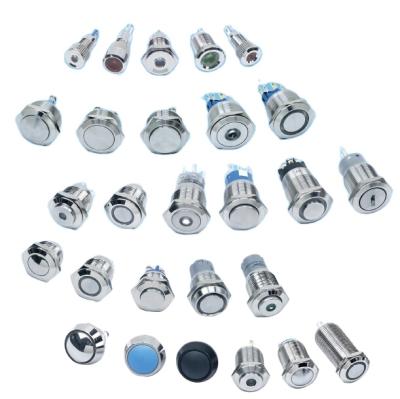 China 1NO 8mm, 12mm, 16mm, 19mm 22mm, 25mm, 30mm Waterproof Push Button Switch with Momentary LED / Latched Manufacturer China. for sale