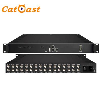 China Headend DVB S2 Broadcasting Gateway with BISS 16 Tuner to IP Gateway 16FTA Tuner 2ASI to IPTV Gateway HPS3916D for sale