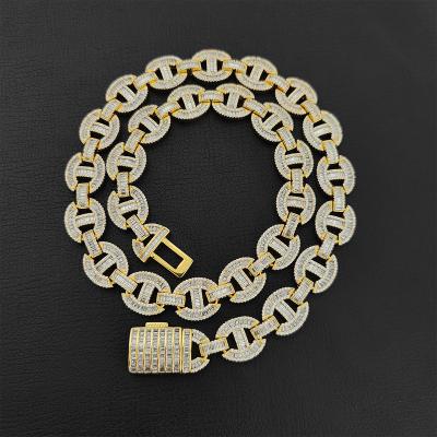 China Hip Hop Lead Free Nickel Iced Out Coffee Bean Chain Miami Jewelry Diamond Pave D.C.A. CZ Women's Luxury Cuban Baguette Bracelet For Men Women for sale