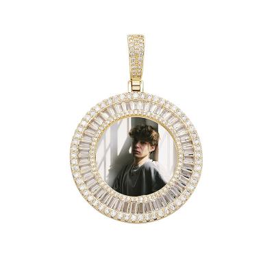 China Lead Free Nickel Iced Out Custom Photo Hip Hop Wand Zircon Memory Lockets Dangle Picture Bling Diamond Pendant Necklace For Men for sale