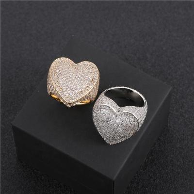 China New Ring Jewelry Trendy Chunky Engagement Heart 2022 Fine Luxury Lead Free Nickel Gold CZ Zircon Stone Hip Hop Diamond Rings Ring for sale