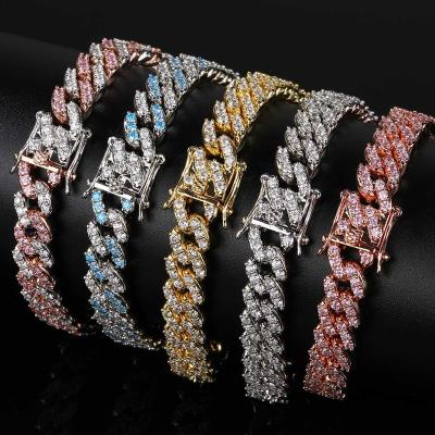 China Fashionable Inlaid Micro Cubic Zircon CZ 18K Gold Plated Hip Hop Cuban Chain Anklet Iced Out Diamond Miami Cuban Chain Cuban Anklet for sale