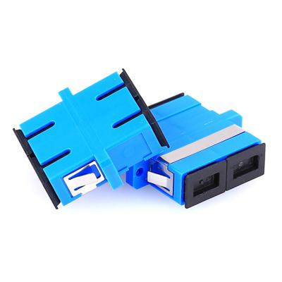 China FTTH VCOM SC to SC UPC Duplex Fiber Optic Adapter Blue with Clamps Interconnect Singlemode Multimode Suitable for sale