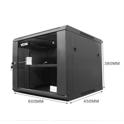 China SPCC Quality Cold Rolled VCOM SPCC Door Telecom Data Center 19inch 6U 9U 12U Data Center Network Rack Storage Cabinet Steel Tempered Glass Vented Server Wall Mounted Server Case for sale