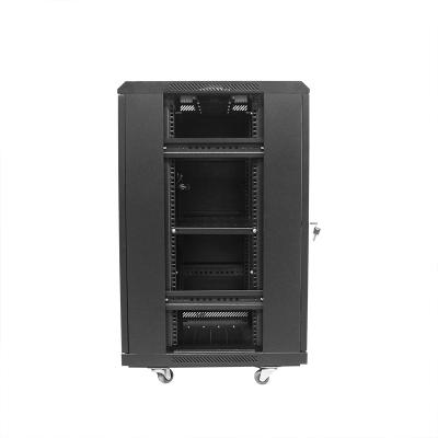 China SPCC Quality Cold Rolled Steel VCOM Black Iron 19 Inch 22U Large Floor Size Network Cabinet Server Rack For Project for sale