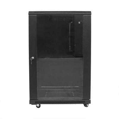 China SPCC Quality Cold Rolled Steel VCOM Standing Mounting Cabinet SPCC Tempered Glass Door Data Center Server 22u Network Network Steel Communication Cabinet for sale