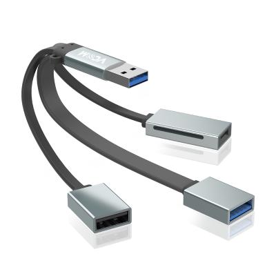 China Aluminum Alloy VCOM 15cm USB Hub Cable 4 Port USB 3.0 2.0 Card Reader Support OTG Function for sale