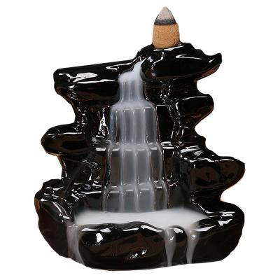 China Modern Ceramic Zen Meditation Home Decor Black Cone Backflow Censer Holder Antique Art Peaceful Dropshipping In Stock Censer for sale