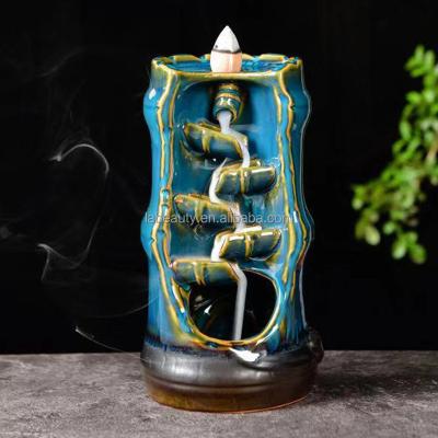 China Chinese Ceramic Tower Incense Burner Bamboo Shape Incense Backflow Incense Stick Backflow Incense Bamboo Censer Backflow Incense Censer for sale