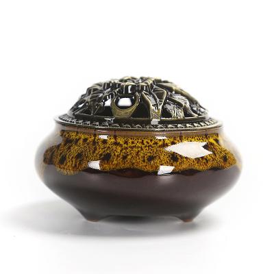 China Labeauty Antique Art Coil Incense Coil Marble Holder Middle Eastern Oud Coneburner Mabkhar Arabic Portable Modern Brass Incense Censer for sale