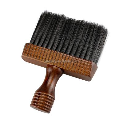 China Hot Selling Labeauty Natural Bamboo Handle Wood Handle Nylon Hair Cleaning Brush Hairdressing Neck Cloth Sweep Barber Hair Remover Stand Up Base Brush for sale