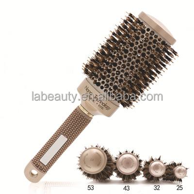 China Nano Ceramic Luxury Ionic Round Hairdressing Brush Nano Ceramic Luxury Round Brush Gold Color Updraft Gold Color Hair Salon Thermal Blowing Brush for sale