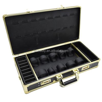 China Portable Barber Tools Suitcase Custom Logo Barber Barberio Box Barberio Aluminum Towel with Key Passwords Locked Black Barber Case for sale